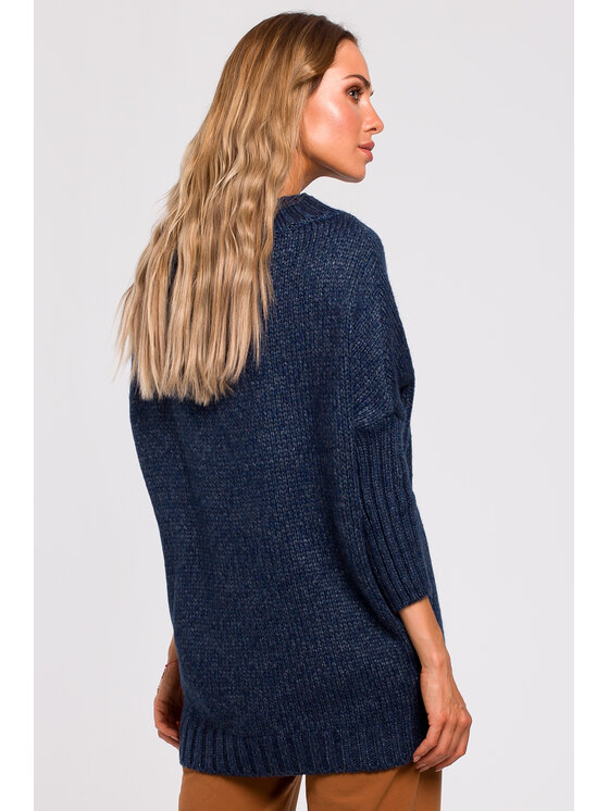 Made of Emotion Made of Emotion Sweter M470 Granatowy Casual Fit