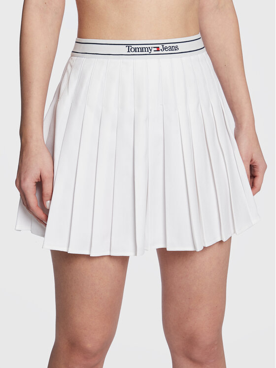 Tommy Jeans Tommy Jeans Plesirana suknja Logo DW0DW14983 Bijela Regular Fit