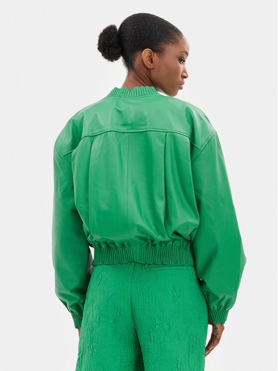 Custommade Custommade Geacă de piele Francette 999418856 Verde Relaxed Fit