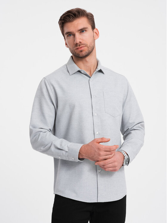 Ombre Ombre Košile OM-SHCS-0148 Šedá Regular Fit