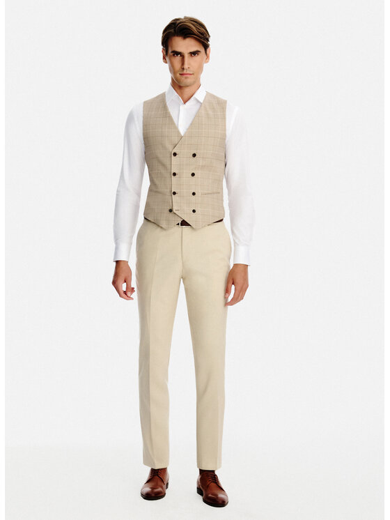 Pako Lorente Pako Lorente Kamizelka garniturowa P26SF-8X-015 Beżowy Slim Fit