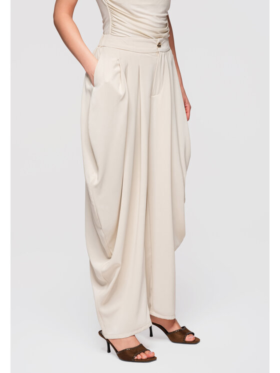 Ombre Ombre Spodnie materiałowe OW-PA-E0004 Beżowy Relaxed Fit
