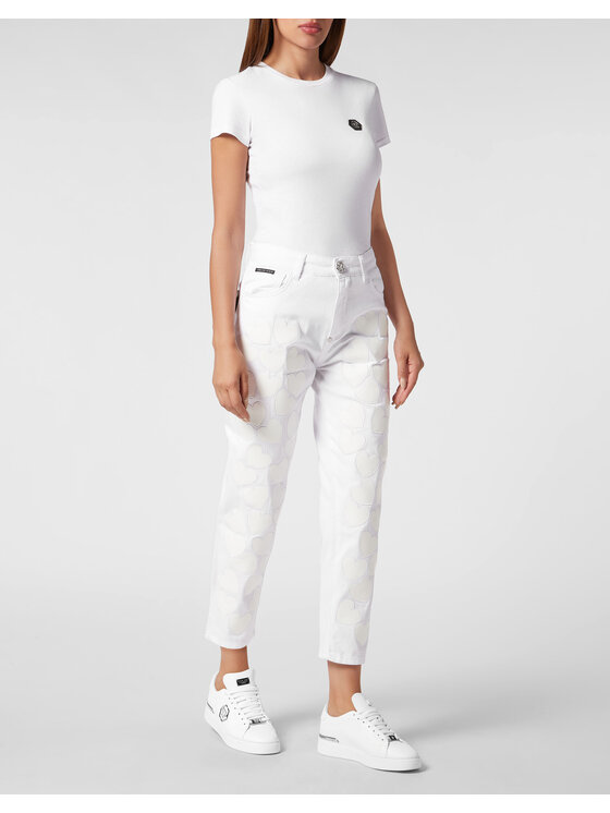 PHILIPP PLEIN PHILIPP PLEIN Jeansy 1273 Biały Mom Fit