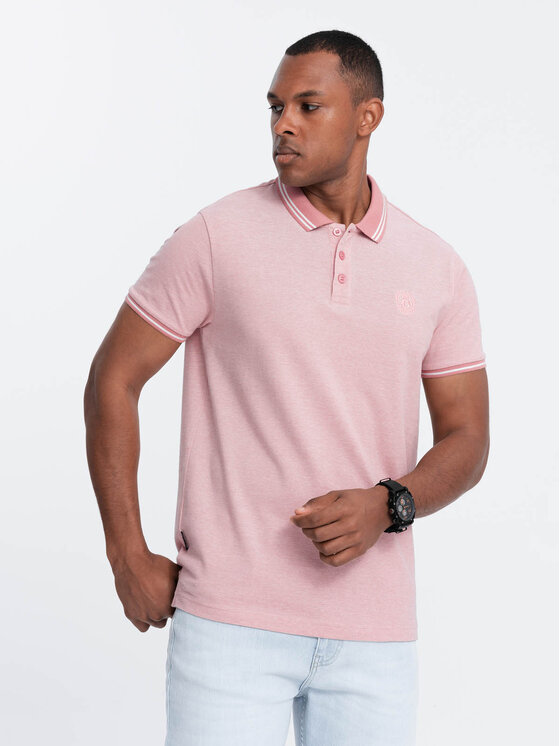 Ombre Ombre Polokošile OM-POSS-0109 Růžová Regular Fit