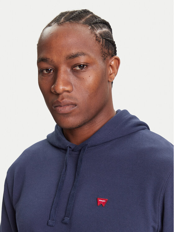 Wrangler Wrangler Felpa SIGN OFF HOODIE Blu scuro Regular Fit