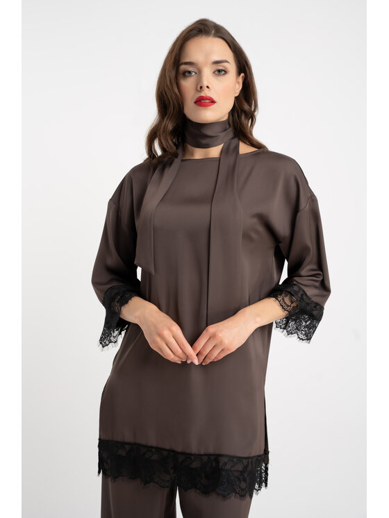 CLICK CLICK Tunika 10-6178 Brązowy Oversize