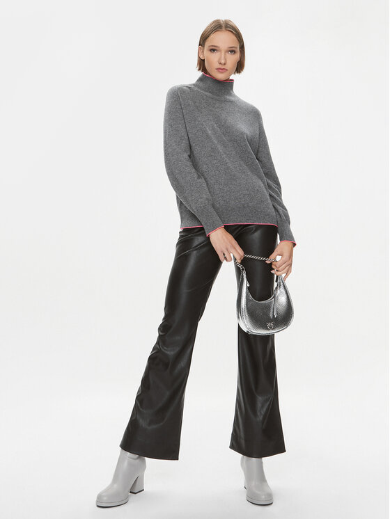 PINKO Pinko Hlače iz umetnega usnja Paragas 102299 7105 Črna Wide Leg
