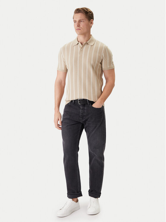 Tommy Hilfiger Tommy Hilfiger Тениска с яка и копчета Vertical MW0MW41949 Бежов Regular Fit