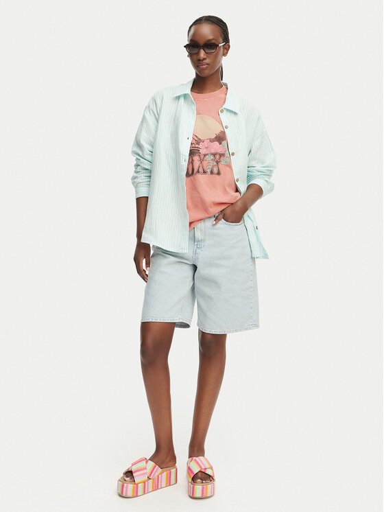 Roxy Roxy Риза Morning Shine Stripe ERJWT03747 Светлосин Loose Fit