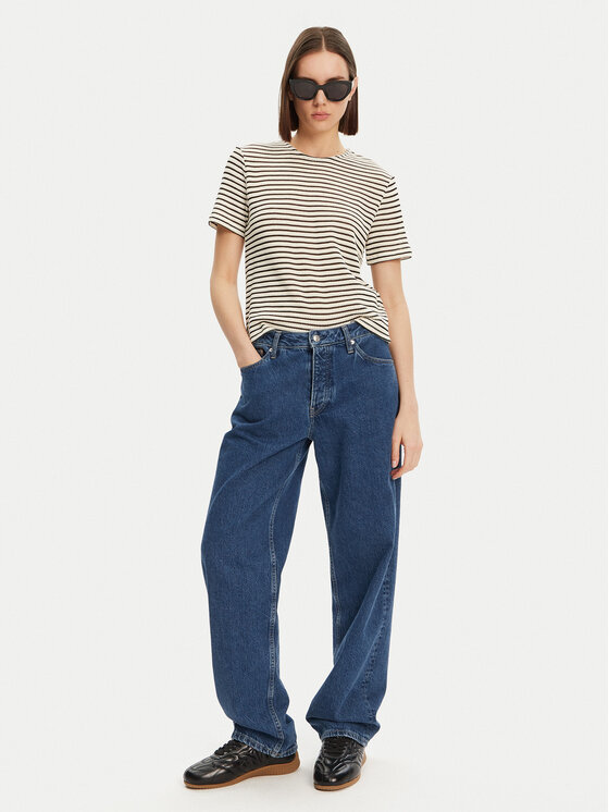 Pieces Pieces Majica Manilla 17155073 Écru Loose Fit