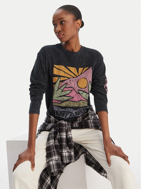 Roxy Roxy Blúzka Hangloose Washed ERJZT06028 Čierna Relaxed Fit