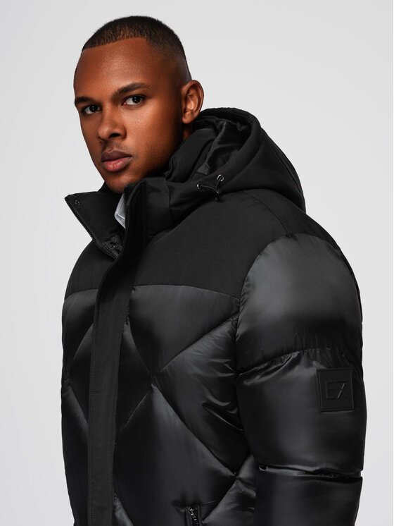 Ombre Ombre Kurtka zimowa OM-JAHP-0237 Czarny Regular Fit