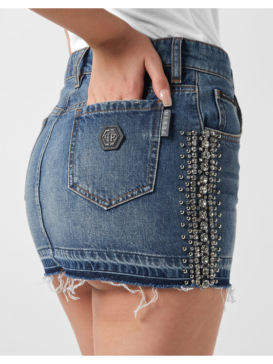 PHILIPP PLEIN PHILIPP PLEIN Spódnica jeansowa 23091 Niebieski jasny Slim Fit