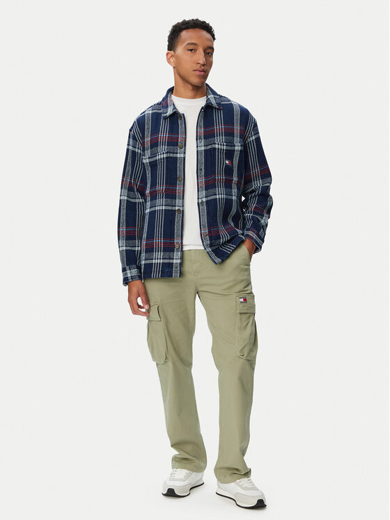 Tommy Jeans Tommy Jeans Kevad-sügis jope Check DM0DM23135 Tumesinine Regular Fit