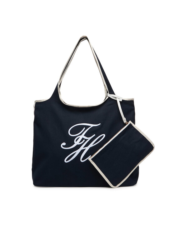 Tommy Hilfiger Tommy Hilfiger Geantă Th Summer Tote Canvas AW0AW18398 Bleumarin