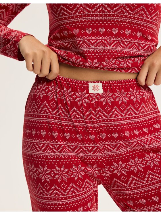Esotiq Esotiq Piżama 43955 Czerwony Regular Fit