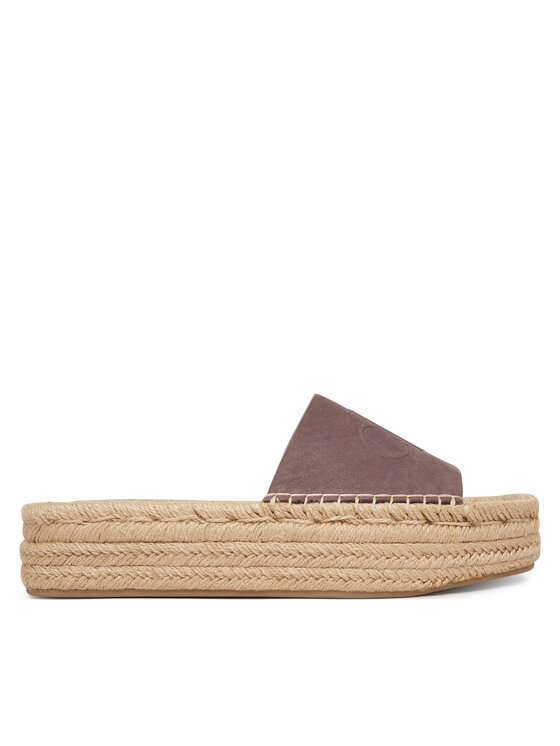 Calvin Klein Calvin Klein Espadrile Flatf Espa Mule Nub Mg HW0HW02890 Rjava