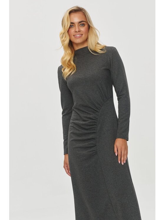 Makadamia Makadamia Sukienka codzienna M847 Szary Shaped Fit