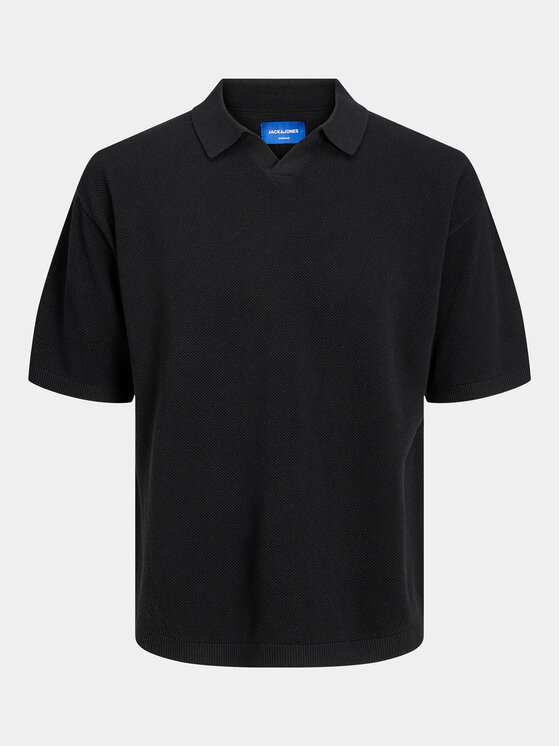 Jack&Jones Jack&Jones Polo majica Linen 12252748 Črna Regular Fit