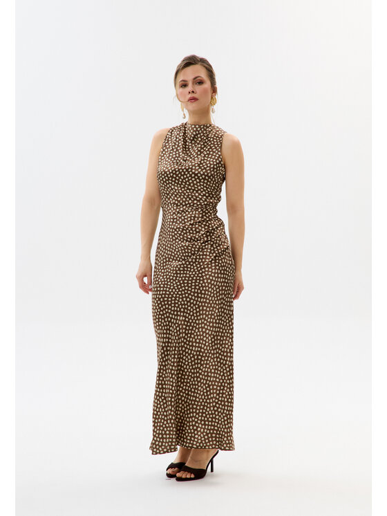 Mirons Mirons Sukienka wieczorowa print Brązowy Feminine Fit