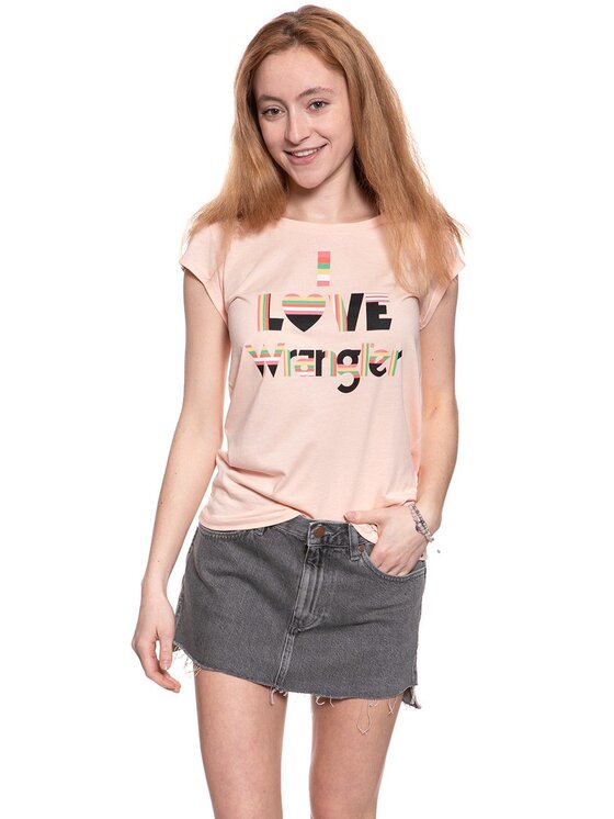 Wrangler Wrangler T-Shirt I LOVE TEE Różowy Regular Fit