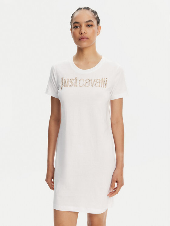 Just Cavalli Just Cavalli Rochie de zi 78PAOE15 Alb Regular Fit