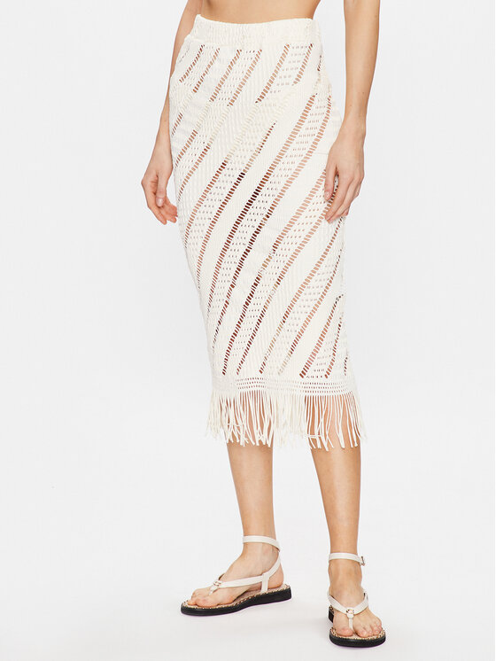 Seafolly Fustă midi Marrakesh 54847-SK Écru Slim Fit