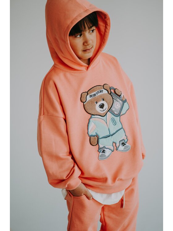 Bluza, rozmiar L/XL, Pomarańczowy, Bluza oversize Funky Teddy z kapturem