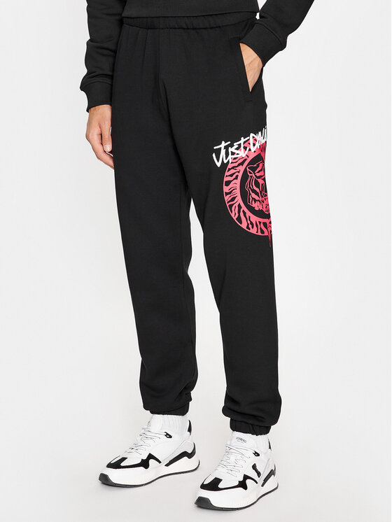 Just Cavalli Pantaloni trening 75OAAG02 Negru Regular Fit