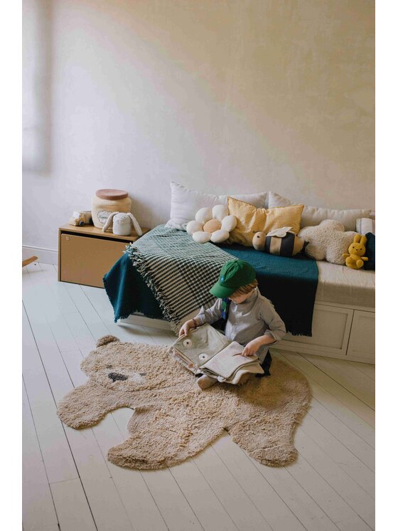 Lorena Canals Lorena Canals Dywan dziecięcy Dywan bawełniany Miś Animal Rugs Żółty