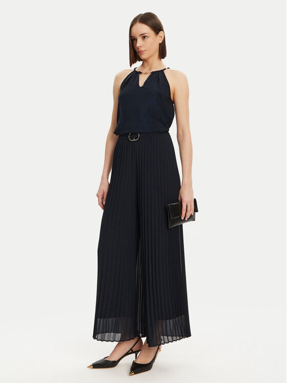 Morgan Morgan Pantaloni palazzo 232-PCARY Blu scuro Wide Leg