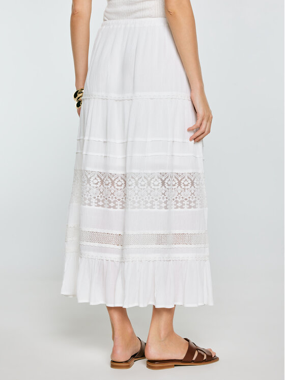 BIG STAR BIG STAR Spódnica maxi BOHI Biały Basic Fit