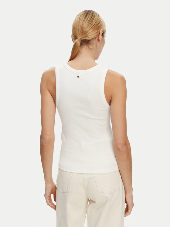 Tommy Hilfiger Tommy Hilfiger Marškinėliai Henley WW0WW43920 Balta Slim Fit