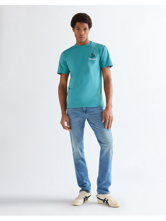 Wrangler Wrangler T-Shirt EMBROIDERY TEE Niebieski Regular Fit