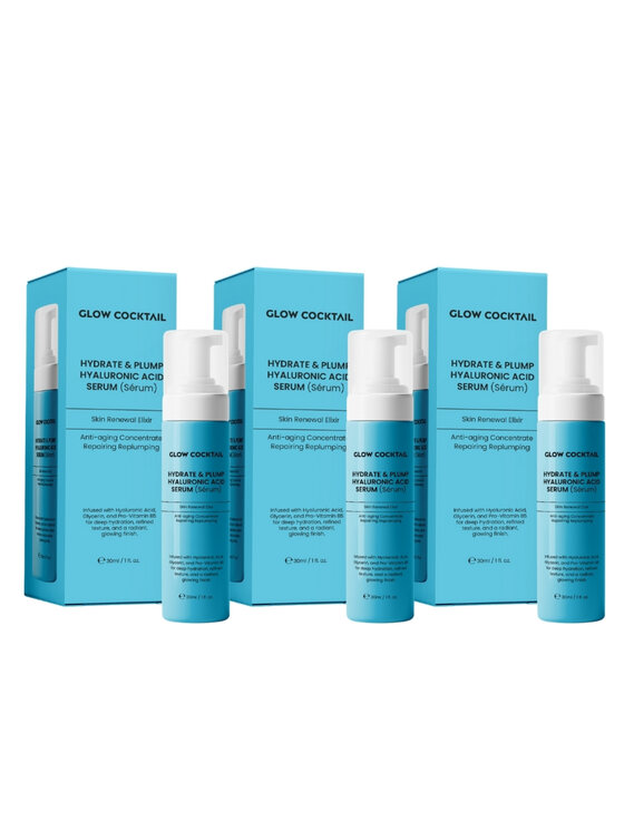 Glow Cocktail Glow Cocktail 3 x nawilżające i ujędrniające serum z kwasem hialuronowym 30 ml Zestaw do pielęgnacji skóry