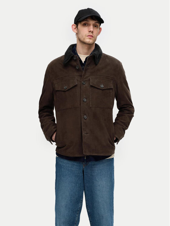 Selected Homme Selected Homme Usnjena jakna 16094769 Rjava Regular Fit