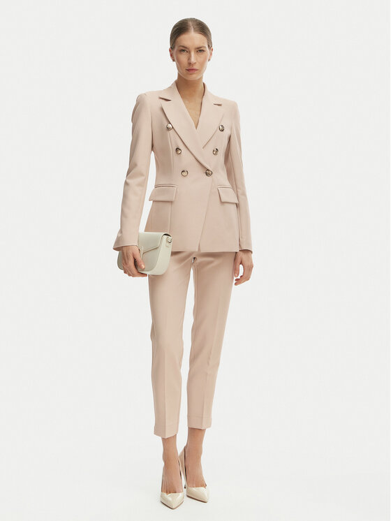 Maryley Maryley Spodnie materiałowe 26EB52Z/43LA Beżowy jasny Regular Fit
