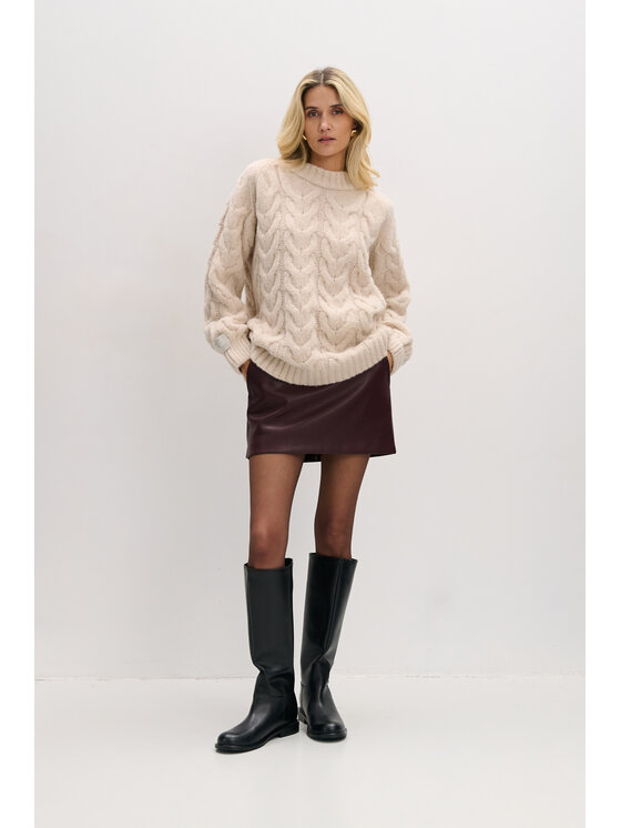 Fobya Fobya Sweter F1747 Beżowy Basic Fit
