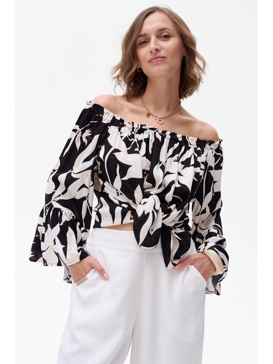blue shadow blue shadow Bluzka Ribeira Czarny Regular Fit