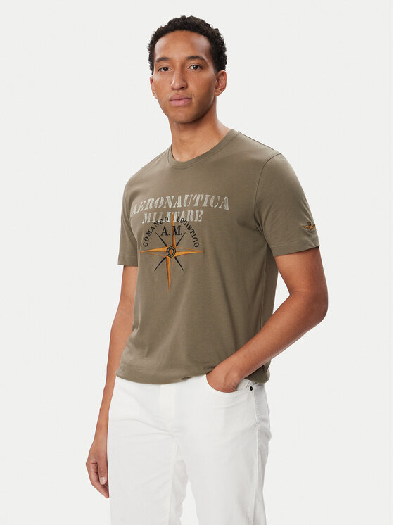 Aeronautica Militare Aeronautica Militare Tricou 262TS2582UJ00750 Kaki Regular Fit