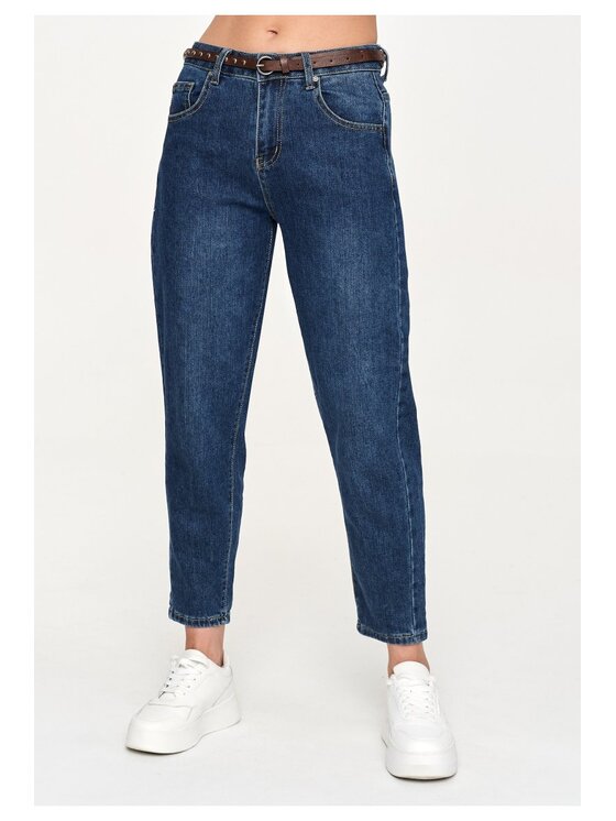Makadamia Makadamia Jeansy C72 Granatowy Baggy Fit