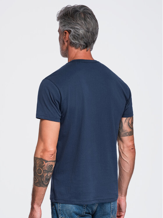 Ombre Ombre T-Shirt OM-TSCT-0305 Tmavomodrá Regular Fit