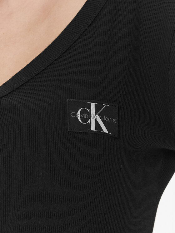 Calvin Klein Jeans Calvin Klein Jeans Φόρεμα υφασμάτινο Label J20J222517 Μαύρο Slim Fit