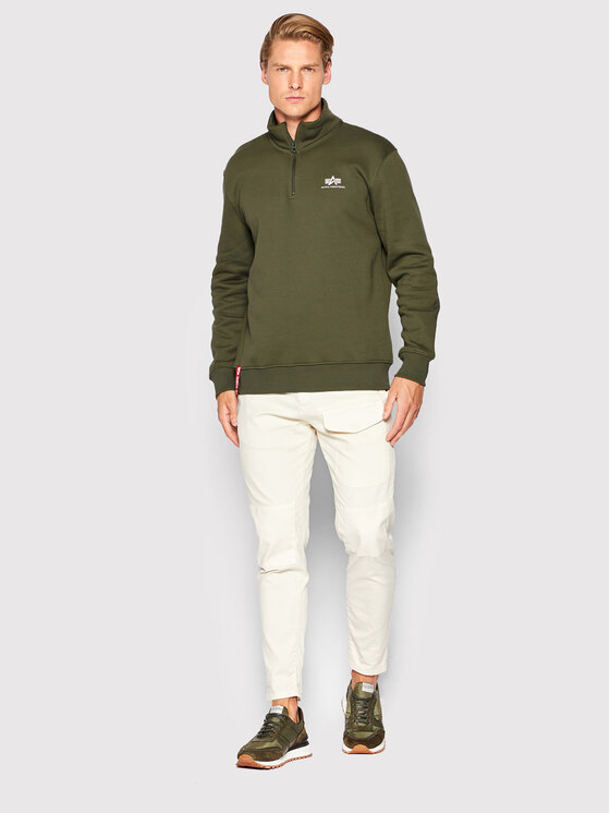 Alpha Industries Alpha Industries Majica dugih rukava Half Zip 108308 Zelena Regular Fit