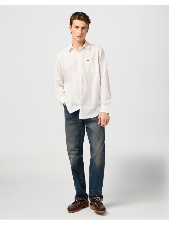 Wrangler Wrangler Koszula 112362907 1 PKT SHIRT WHITE Biały Regular Fit
