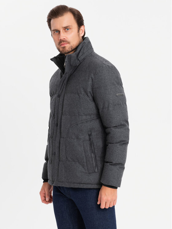 Ombre Ombre Vatovaná bunda OM-JAHP-0203 Černá Regular Fit