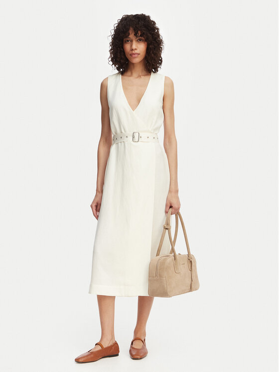 Tommy Hilfiger Tommy Hilfiger Rochie de vară WW0WW48951 Alb Regular Fit