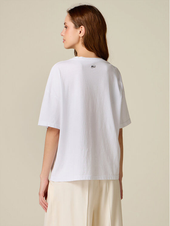 Oltre Oltre T-Shirt G06XJ004907N011 Biały Regular Fit
