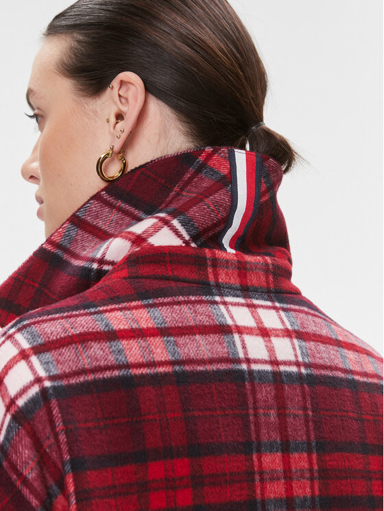Tommy Hilfiger Tommy Hilfiger Vlnený kabát Imd Tartan WW0WW39761 Červená Relaxed Fit