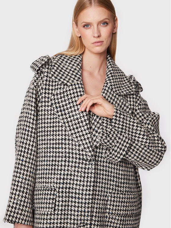 ROTATE ROTATE Vlněný kabát Sparkly Houndstooth RT1904 Barevná Oversize